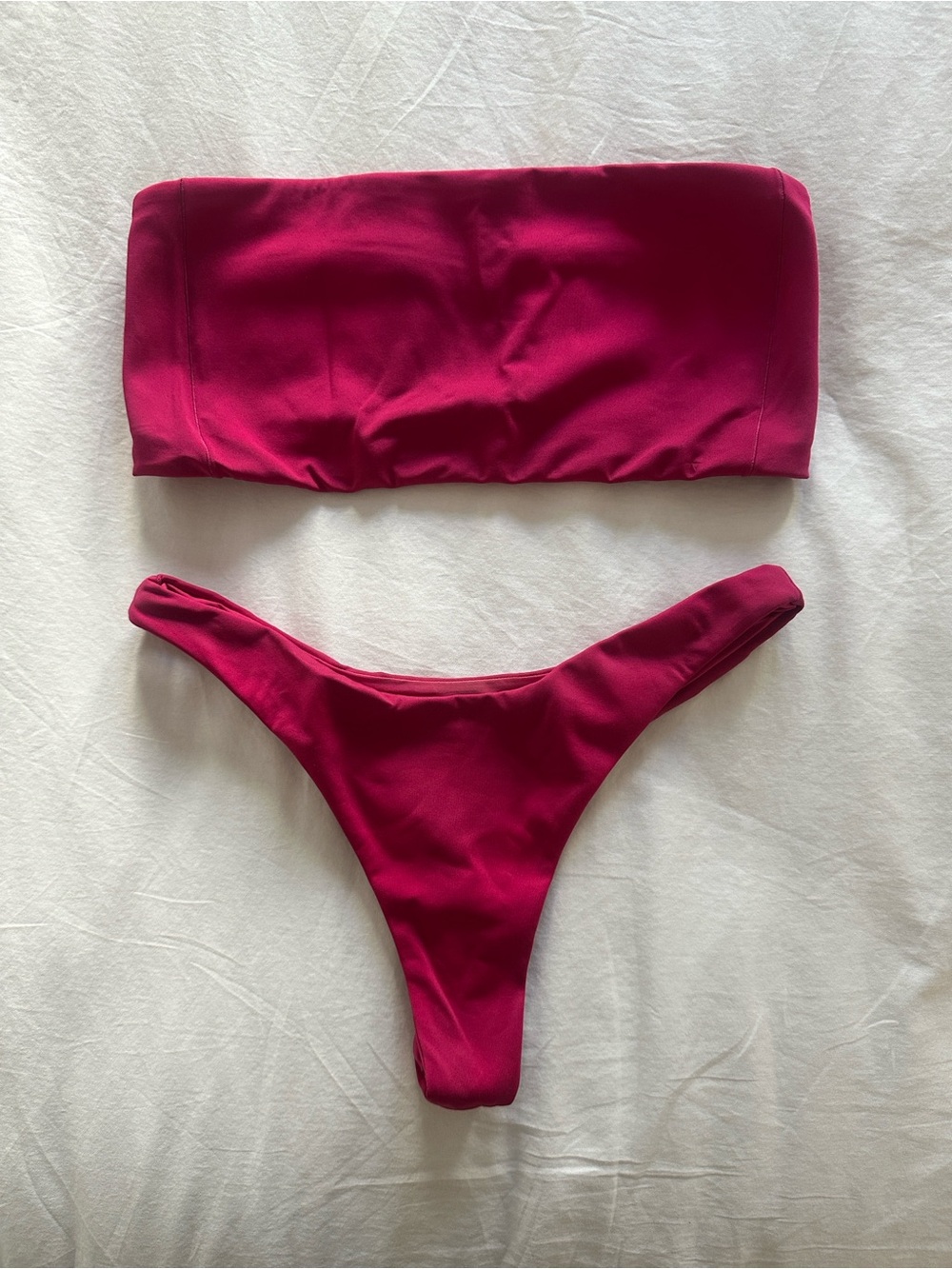 Left On Friday Strapless Bikini Set in Deep Magenta